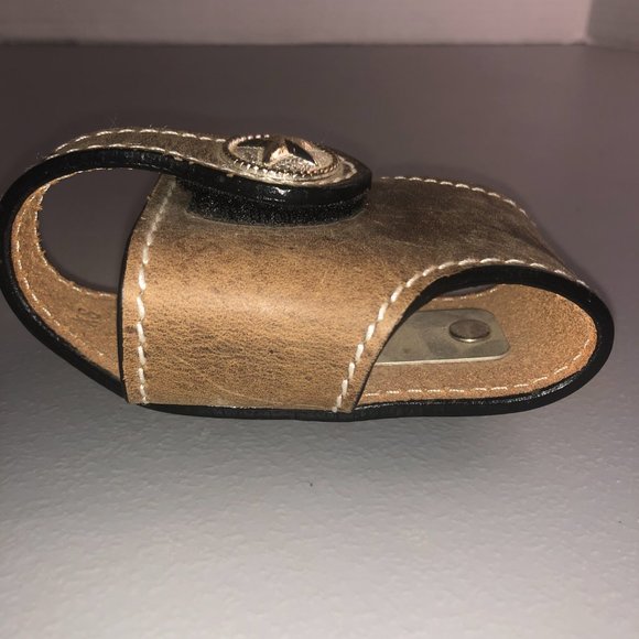 Vintage Leather Holster w/Gold Silver Star Embellishment Phone Multi-use Carrier - Picture 3 of 6